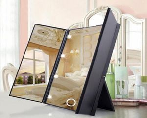 TriFold Makeup Mirror with LED Light Portable Travel Compact Pocket LED Makeup Mirror Travel Fold Cosmetic Mirror5357797