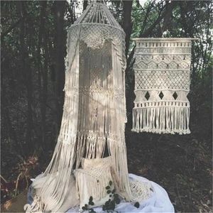 Tapestries Bohemian Macrame Tent Hand-woven Wedding Tapestry Girl Heart Hanging Bed Curtain Home Decoration