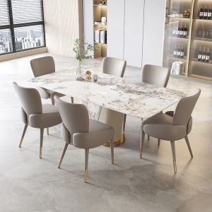 Новая столовая прямоугольная керамическая топ алюминиевый мраморный обеденный стол и набор стул Современный мраморный обеденный стол