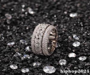 خاتم الماس القابل للدوار أزياء الهيب هوب الخاتم المجوهرات رجال الذهب الفضة الحلقات المثلجة خواتم 2830520