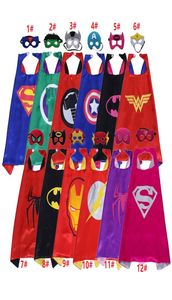 12 estilos Cape e máscara de camada dupla 7070cm Crianças de cetim Cosplay Capes Halloween Party Favors9628418