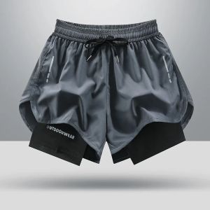 Shorts homens de treinamento shorts de ginástica 2 em 1 shorts de basquete shorts de shorts de compressão de compressão