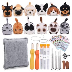 12 PCS Needle Felting Kit Doll Wool Needle Felting Nybörjarkit med instruktion, filtskummatta och DIY Needle Craft