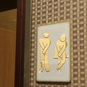 1Pcs Removable Cute Man Woman Washroom Toilet WC Wall Sticker Family DIY Decor Mirror Sticker Home Decor for Bathroom