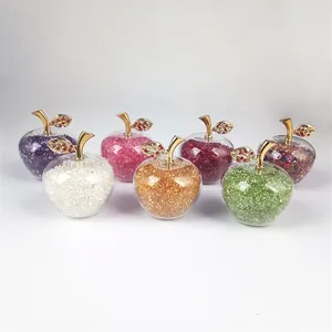 Decorative Figurines 1 Piece 60x70mm Mix Color Crystal Glass Apple Paperweight With Acrylic Diamonds Crafts For Home Decor Ornaments Gifts