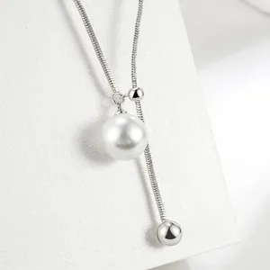 Pingentes Kofsac Colar esticável colar fêmea de colares de miçanga da pérola feminina japonesa e coreana jóias de prata 925