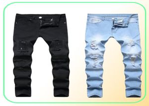 Men039s Plus Size Jeans Man White Mid High Erant Denim Denim Ruped Skinny для мужчин Jean Casual Fashion Pant 18206268366