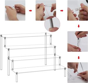 28 size Acrylic Display Riser Stand, Clear Shelf 1-5 Tier Cupcake Display Stand for Perfumes Organizer Food Desserts Doll Stand