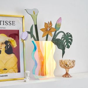 Nordisk regnbåge Färgglad akryl Vase Art Geometric Sunlight Sunrise Daybreak For Home Decorations Desktop Decor