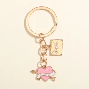 Keychains Cute Enamel Keychain Love Letter Heart Arrow Key Ring Cupid Chains Valentine's Day Gifts For Women Men DIY Handmade Jewelry