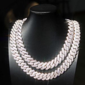 15mm 20 Mm Wide 3 Rows Hip Hop Cuban Link Chain Gra Moissanite 925 Sterling Silver Gold Plate Fine Jewelry Necklaces Bracelets