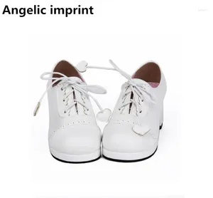 Scarpe vestito Angelic Imprint Woman Mori Girl Lolita Cosplay Lady High Heels Pumps Women Princess Party Lacework Heart 6cm