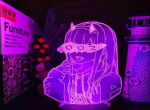 Kochanie w Franxx Zero Two 002 3D LED Illusion Night Lights Anime Lampa Oświetlenie na prezent Bożego Narodzenia 9805693