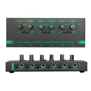 Förstärkare 4/6 Channel Stereo hörlurarförstärkare 4 x3,5 mm, 4x 6,35 mm Port Output Metal Stereo Audio Amplifier Multiple Output