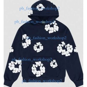 Denim Hoodie Men Hoodies Autumn Winter Pants Denim Teers Hoodie Foam Flower Branded Denim Hoodie Printed Distressed Pullover Embroidery Tear Sweatsuit 152