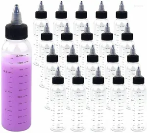 Storage Bottles 50pcs 30ml-250ml Empty Clear Plastic Graduated Refillable Dropper Twist Top Cap Tattoo Pigment Ink Containers