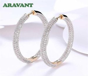 925 Silver 34 mm 18K Gold Circle Hoop Kolczyki dla kobiet mody biżuterii ślubnej 220119195K3556133