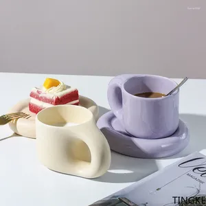 Tazze semplici e grasse tazza di ceramica tazza squisita con bevitore di uffici per tè al latte per caffè da piattino per amici il regalo di compleanno