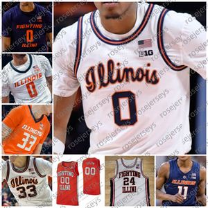 Custom Illinois Fighting Illini Basketball Jersey Terrence Shannon Jr. Marcus Domask Coleman Hawkins Quincy Guerrier Justin Harmon Men Men Youth Kids Jerseys