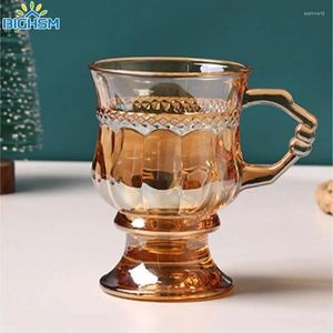 Şarap bardakları vintage Avrupa latte kahve fincanı tutamaçlı retro soğuk ev içecek suyu süt çayı cam kadeh kupa ev eşyaları