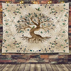 Tree of Life Wall Tapestry Psychedelic Kawaii Room Decor Aesthetic Large Mandala Witchcraft Wall Hanging For Home