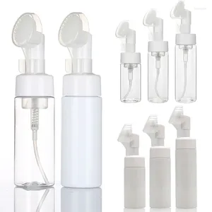 Storage Bottles 100/120/150/180/200/250ml Mousse Facial Cleansing Soap Foam Dispenser With Silicone Brush Travel Lotion Pump Containers