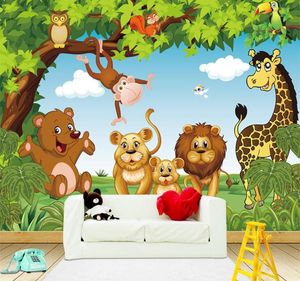漫画アニメーションキッズルームウォール壁画男の子と女の子のためのベッドルームの壁紙3D壁画壁紙カスタム任意のサイズ86424932016530