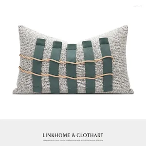 Pillow Green Leather Striped Cover Knitted Solid Waist Case Nordic Luxury Sofa Pillows Home Decor Living Room S