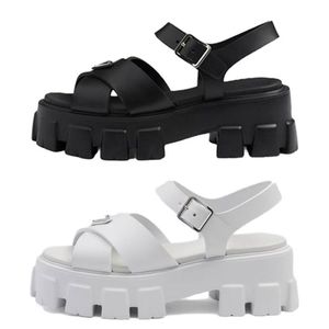 Triangle Platform Heels Black Kitten Heel Designer Womans Sandals White Luxury Sandals Women Sandalia De Mujer White Black Chunky Shoes