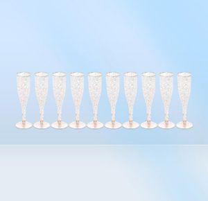 Disposable Dinnerware 20pcs Gold Glitter Plastic Champagne Flutes Cups Toasting Glasses Wedding Baby Shower Party Supplies5623272