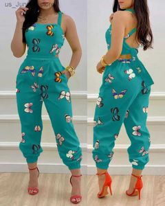 Basic Casual Dresses Womens Jumpsuit Elegant Sexy Suspender Printed Jumpsuits Casual Hip Waist Overalls Romper For Women Spring Summer 2023 T240412