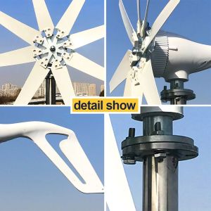 EU Brasilien RU i lager 1000W vindkraftverk 8 blad generator bärbar fri energi med MPPT hybridkontroll vindkvarn lågt brus