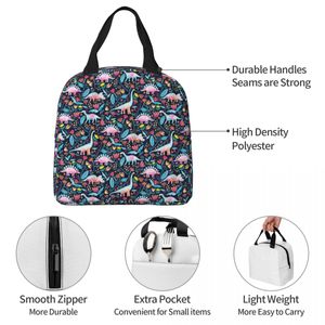 Rex Dinosaur Delight Insulated Lunch Bags High Capacity Lunch Container Cooler Bag Tote Lunch Box Outdoor Food Storage Bags