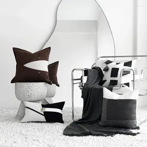 Kissenbedeckungssets für Wohnzimmer -Sofa -Auto weiße schwarze Baumwolltaille Kissenbezug moderne Luxus -Wurf -Wohnkultur
