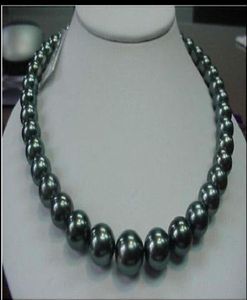 Fine Pearl Jewelry 18quot 1214mm Natural Tahitian black Round pearl necklace 14K9332027