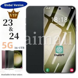 6,8 tum 5G S24 Ultra -mobiltelefoner Lås upp pekskärm Mobiltelefon Androids S23 Smarttelefonkamera Telefon HD Display Face Erigenition 512GB 1TB Lokalt lager