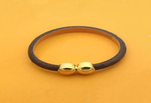 Europe America Fashion Style Lady Women Print Flower Letter Design Leather Bracelet Bangle With 18k Gold Double Round Nail Buckle1880881