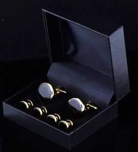 Nya manschettknappar Collar Studs Cuff Links Tuxedo 6st Set Lawyer Cuffs French Black Scumble Gemelos 4977624424