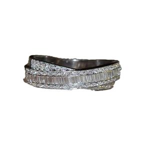 Size 6-10 Handmade Hot Sell Luxury Jewelry 925 Sterling Silver Princess Cut White Topaz CZ Diamond Ring Birthstone Women Wedding Ring4561957