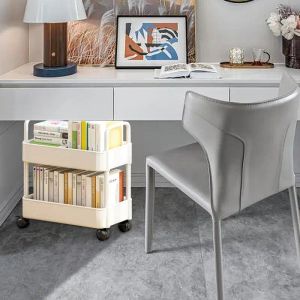 Libreria mobile bookshelf book-book bookcase con ruote a 2 livelli Multifunzionale Organizzatore del carrello mobile