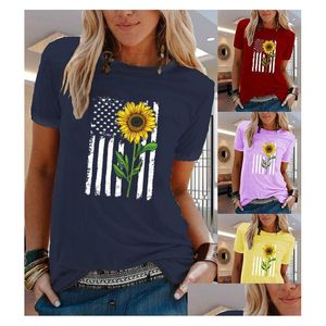 Women'S Plus Size T-Shirt Oc-Vip00010 Large Short Sleeve Summer Womens Flowers And Plants Pattern Cartoon Heart Top Personalized Cus Dhadx