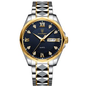 Nowy projektant Waterproof Night Glow Luksusowy podwójny kalendarz kwarc Watch Modna męska zegarek