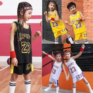 Shorts Kid Lsport 23# Basketball Set,girls Basketball Jersey Uniform,breathable Child Sport Shirts Shorts,basketball Team Train Clothes