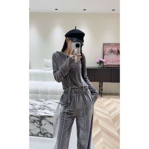 Women's Suits & Blazers Autumn/winter Style Set Women's Velvet Hooded Pullover Top with Straight Casual Pants in Black Grey