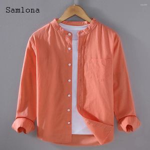 Men's Casual Shirts Mens Linen Mandarin Collar Shirt Blusas Homme Ropa Sexy Tunic Blouse Plus Size Masculina Camisa Tops Streetwear