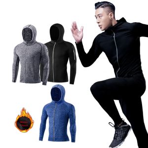 Jackor Winter Sports Jacket Men Winter Fleece förtjockad utomhus fitness snabba torra kläder som kör kläder avslappnade jacka täta toppar