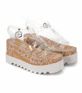 Stella McCartney Women Ed Curtis Transparent Elyse Sandals 여성 여름 신발 웨지 플랫폼 8668224