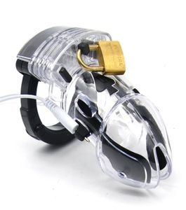 Electro Sex Kit Male Clear Electro Penis Stimulation Chastity Cage Electro Shocker Cock Cage TENS Electric Shock Sex Toy For Men Y8927935