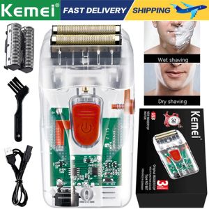 Swevers Kemei Electric Shaver Professional Beard Trmmer Electric Razor USB -аварийная машина для бритья прозрачная крышка kmng987