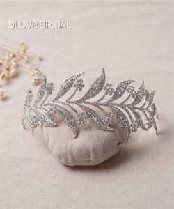 Ny stil kristallblad blommig bröllop brud krona tiara säljer po hår tillbehör kväll prom party pannband hårband3365461
